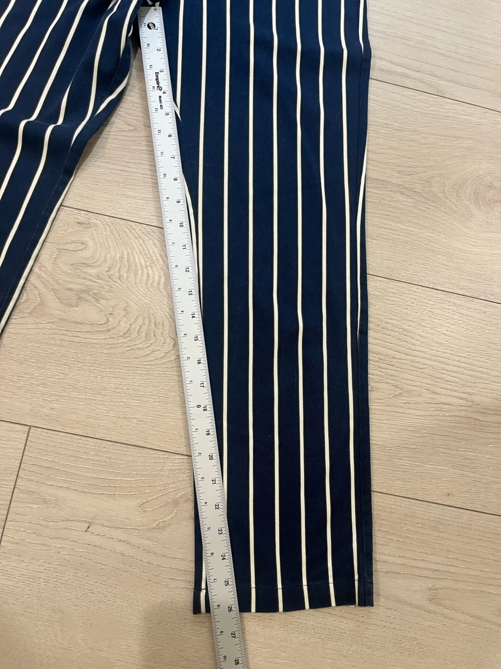 Reformation Striped Navy Blue Jumpsuit with White Pinstripes women’s size 2 - Picture 4 of 10